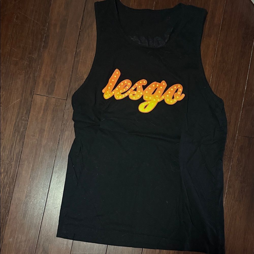 Mens Black Tank Orange & Yellow 'lesgo' Graphic - BRAND NEW XL Cotton Shirt